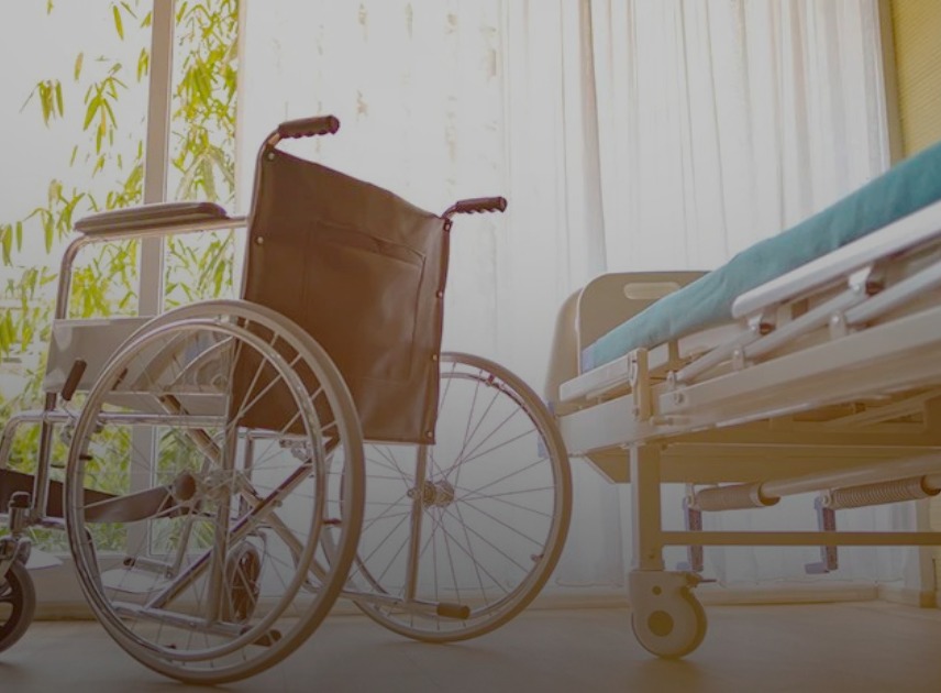wheelchair and patient bed